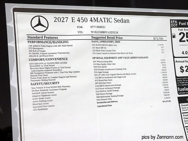 New 2027 Mercedes-Benz E 450 4MATIC Sedan image 31
