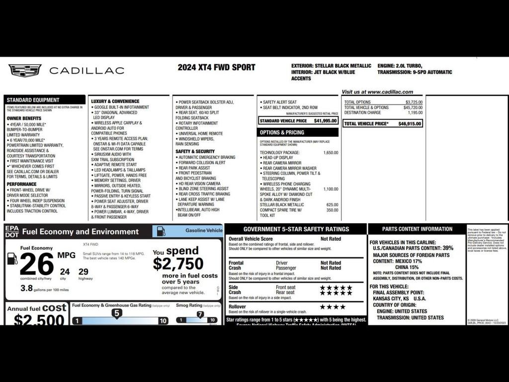 Used 2024 Cadillac XT4 Sport w/ Technology Package image 3