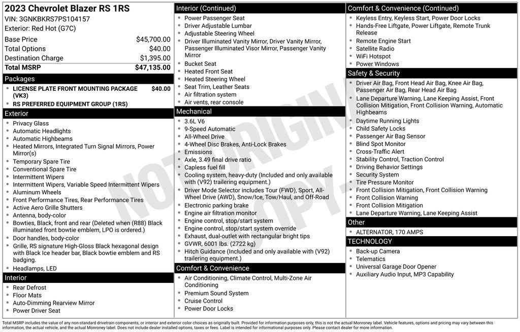 Used 2023 Chevrolet Blazer RS AWD/4WD image 6