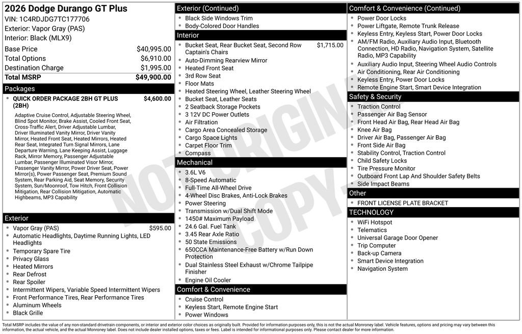 New 2026 Dodge Durango GT AWD/4WD image 6
