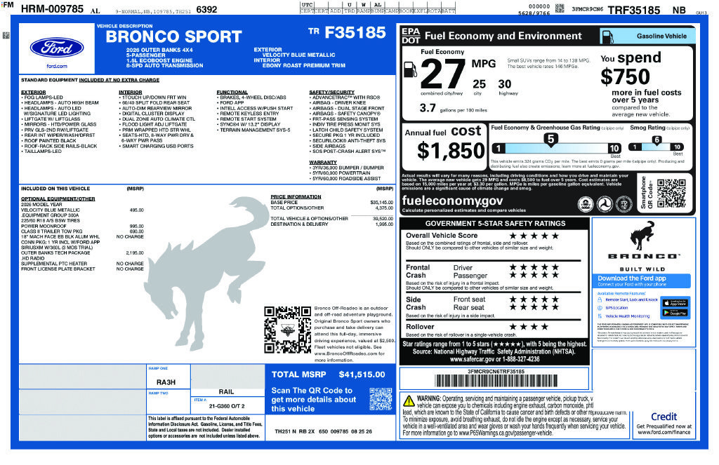 New 2026 Ford Bronco Sport Outer Banks w/ Outer Banks Tech Package+ AWD/4WD image 29