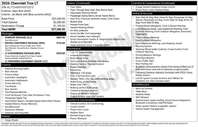 Certified 2026 Chevrolet Trax LT w/ Sunroof Package FWD image 32
