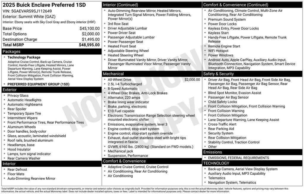 New 2025 Buick Enclave Preferred image 36