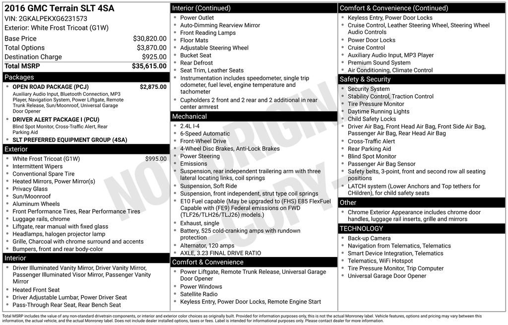 Certified 2016 GMC Terrain SLT w/ Open Road Package image 15