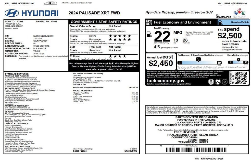 Used 2024 Hyundai Palisade XRT FWD image 2