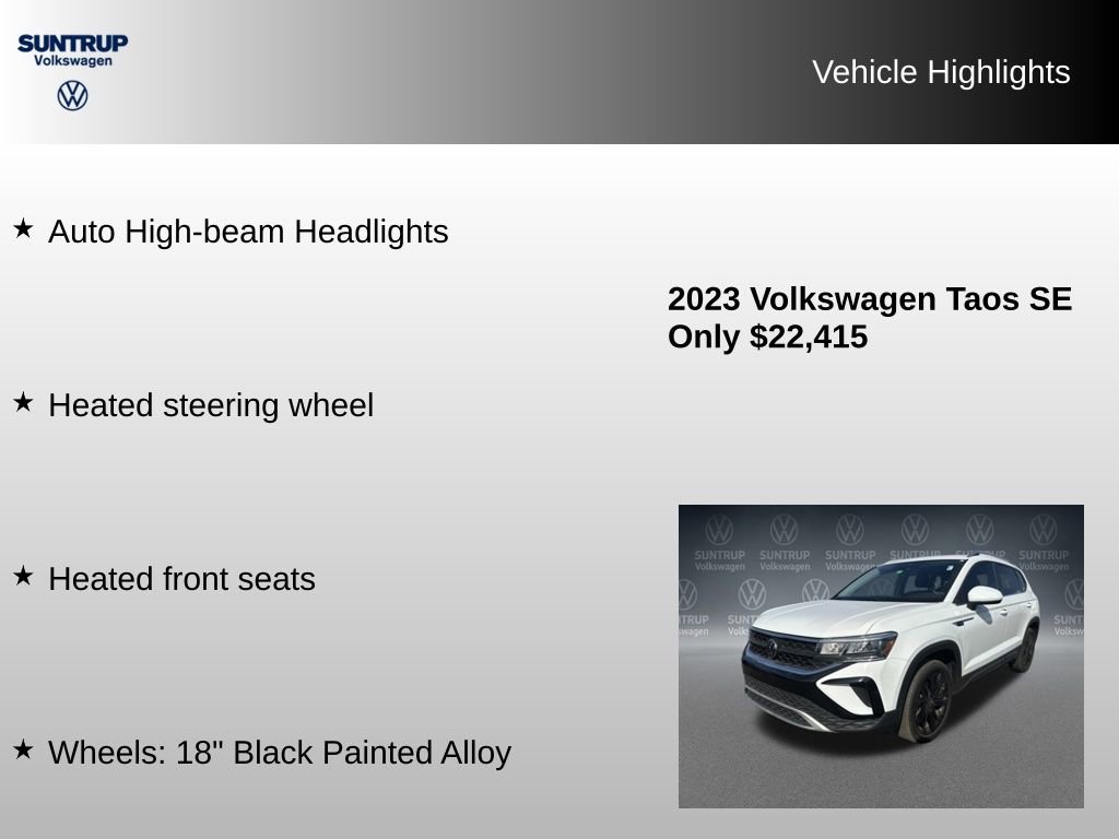 Used 2023 Volkswagen Taos SE w/ Black Wheel Package image 16