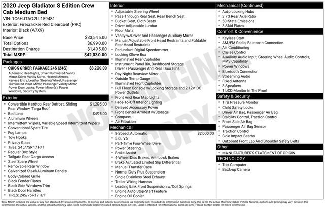 Used 2020 Jeep Gladiator Sport w/ Quick Order Package 24S image 4