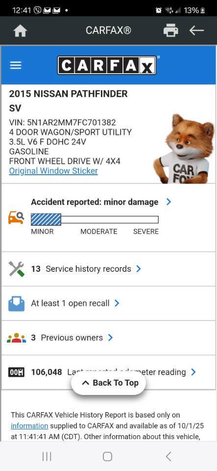 Used 2015 Nissan Pathfinder SV w/ Cargo Package image 50