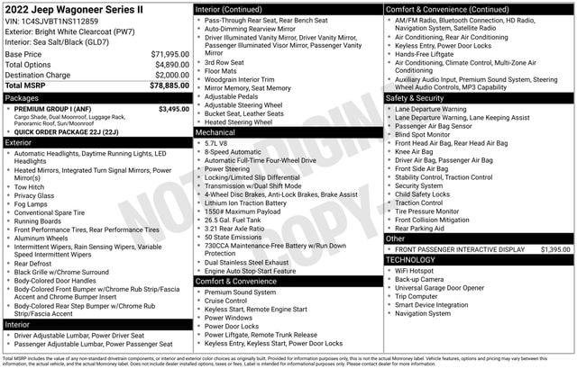 Certified 2022 Jeep Wagoneer Series II w/ Premium Group I AWD/4WD image 12
