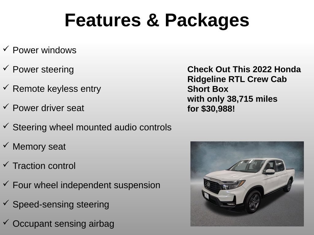 Used 2022 Honda Ridgeline RTL image 12