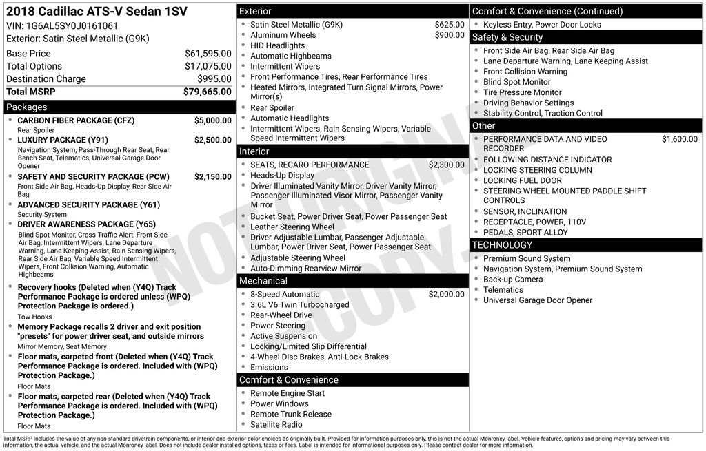 Used 2018 Cadillac ATS V w/ Carbon Fiber Package image 49