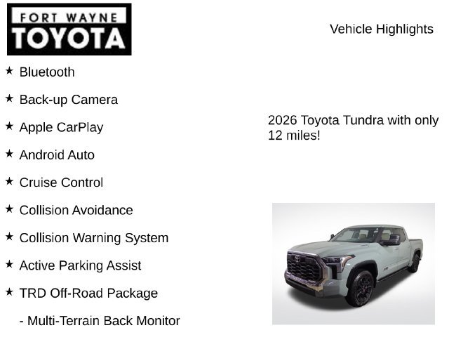 New 2026 Toyota Tundra 1794 Edition w/ TRD Off-Road Package AWD/4WD image 9