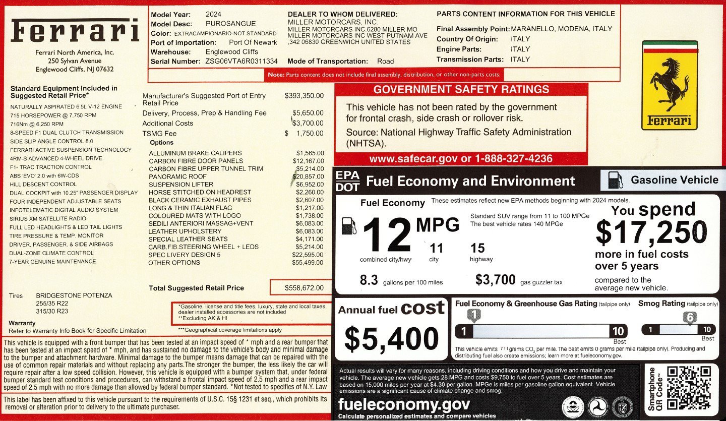 Certified 2024 Ferrari Purosangue AWD/4WD image 2