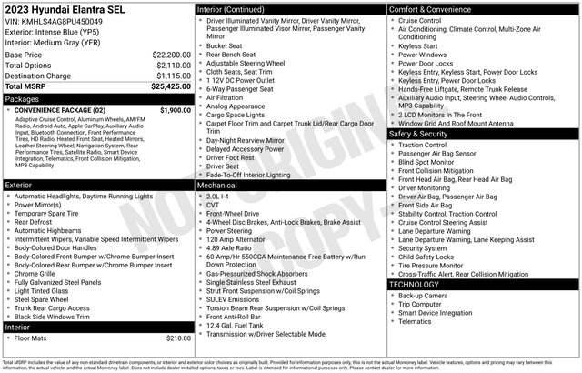 Used 2023 Hyundai Elantra SEL w/ Convenience Package image 9