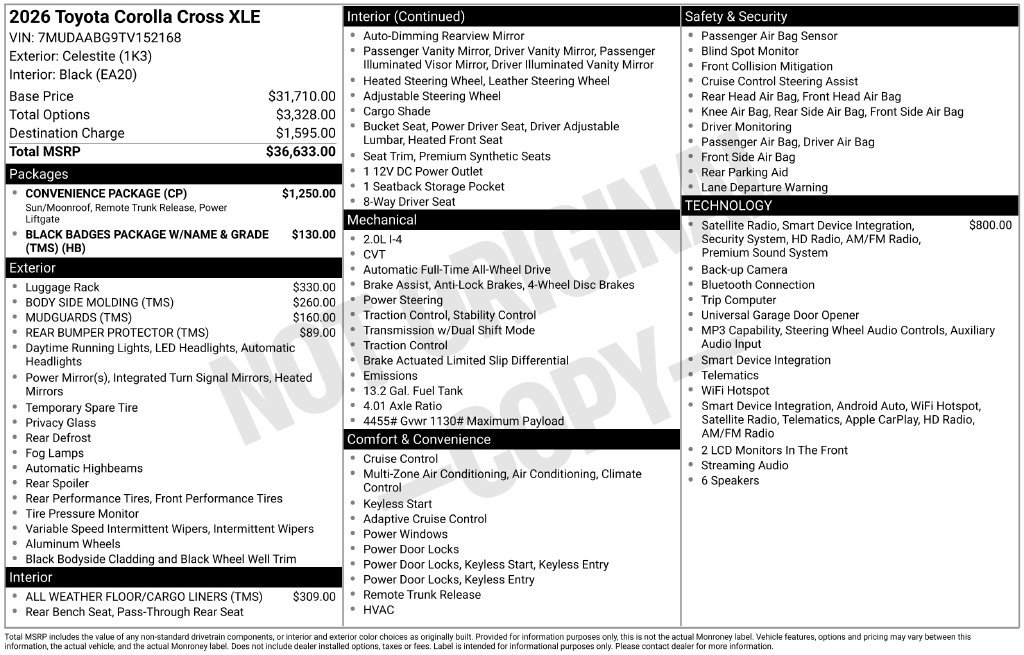 Certified 2026 Toyota Corolla Cross XLE w/ Convenience Package AWD/4WD image 10