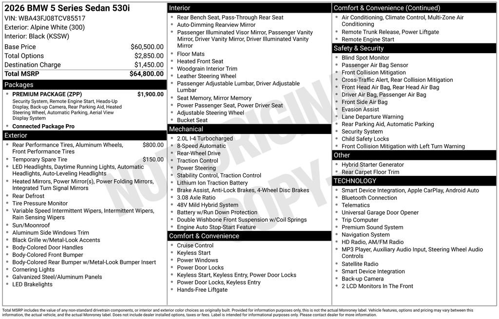 Used 2026 BMW 530i w/ Premium Package RWD image 4