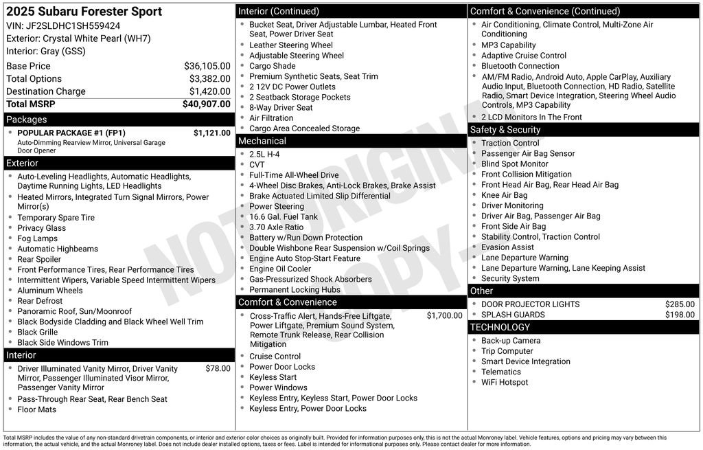 Certified 2025 Subaru Forester Sport w/ Popular Package #1 AWD/4WD image 26