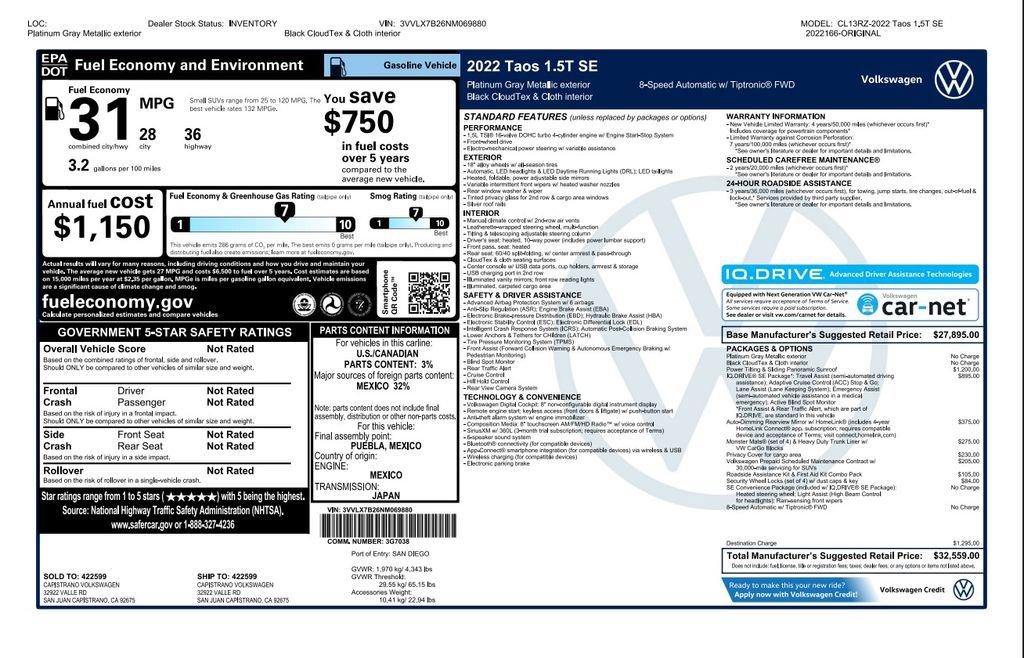 Used 2022 Volkswagen Taos SE image 3