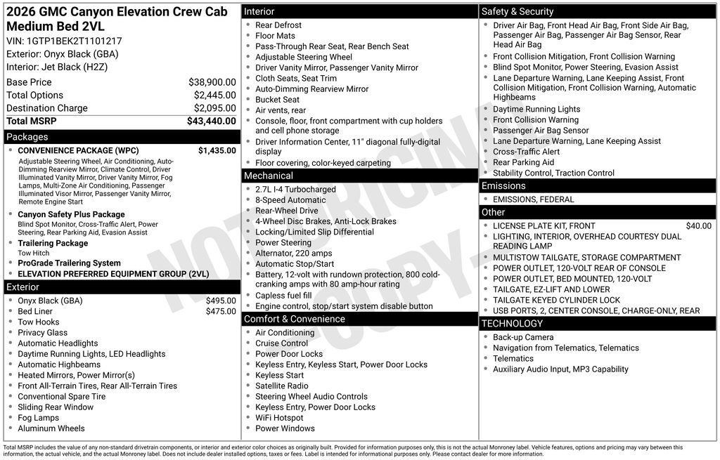 New 2026 GMC Canyon Elevation w/ Convenience Package image 6