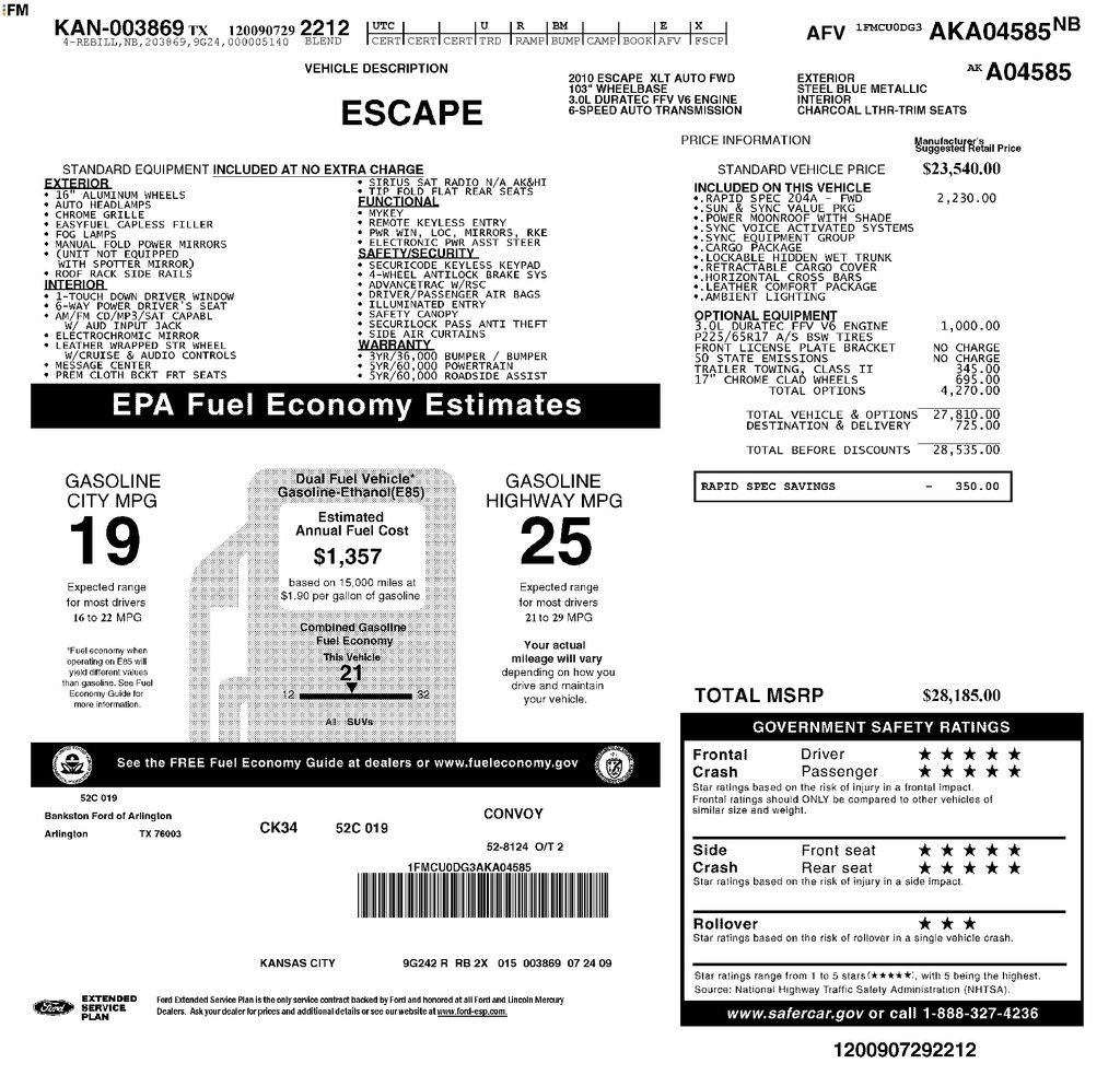 Used 2010 Ford Escape XLT image 28