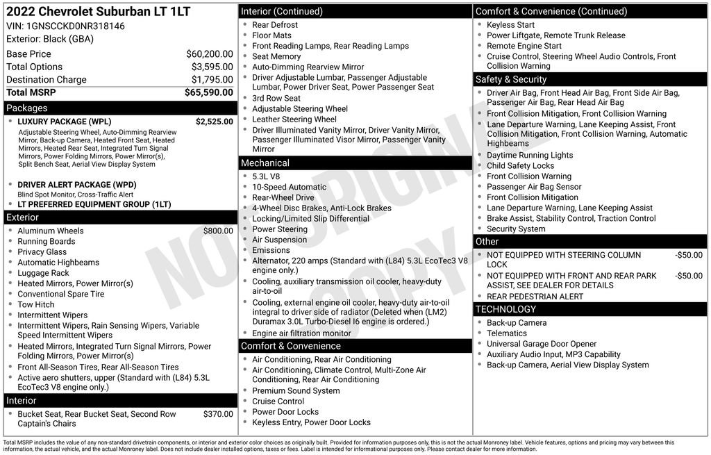 Used 2022 Chevrolet Suburban LT w/ Luxury Package RWD image 6