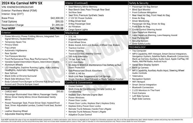 Used 2024 Kia Carnival SX FWD image 32