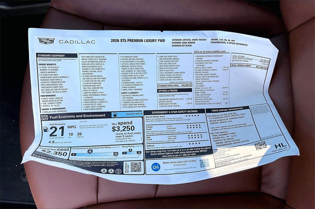 New 2026 Cadillac XT5 Premium Luxury w/ Driver Assist Package image 14