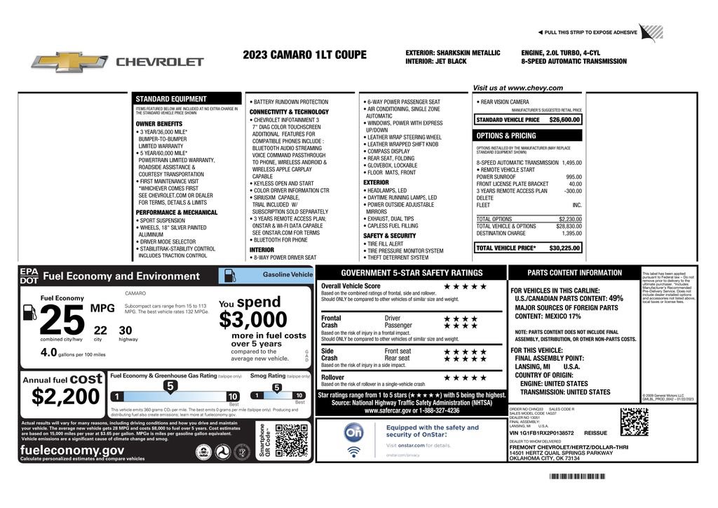 Used 2023 Chevrolet Camaro LT RWD image 3