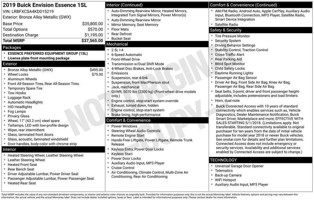 Used 2019 Buick Envision Essence image 27