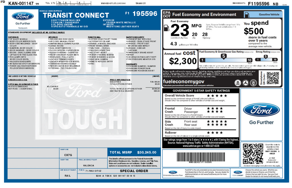 Used 2015 Ford Transit Connect Titanium FWD image 4