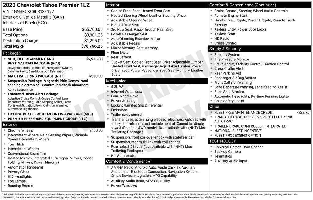 Used 2020 Chevrolet Tahoe Premier AWD/4WD image 4