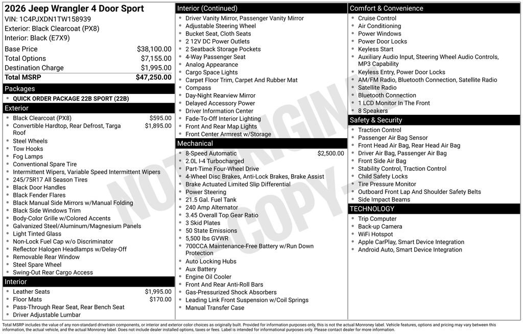 New 2026 Jeep Wrangler Sport image 22