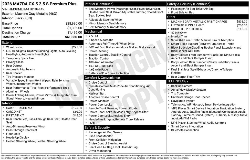 New 2026 MAZDA CX-5 2.5 S w/ Premium Plus Package AWD/4WD image 10