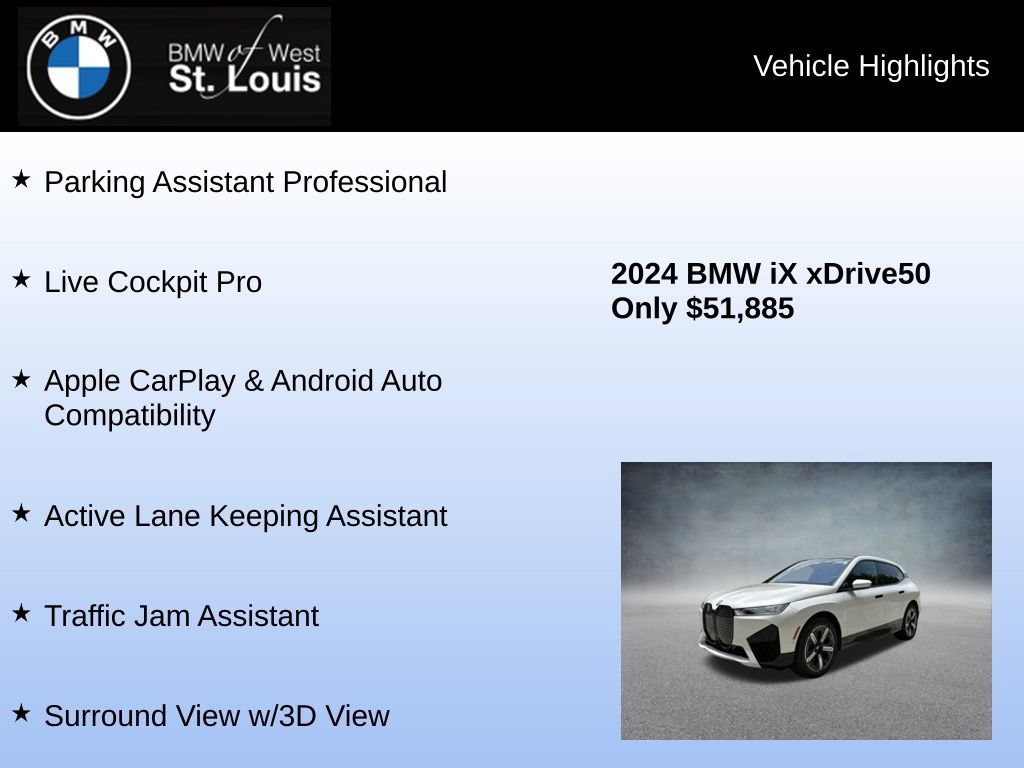 Used 2024 BMW iX xDrive50 w/ Sport Package AWD/4WD image 24