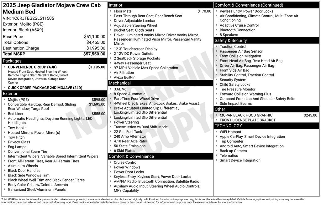 Used 2025 Jeep Gladiator Mojave w/ Convenience Group image 6