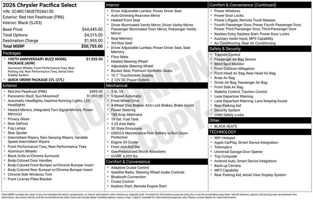 New 2026 Chrysler Pacifica Select FWD image 30