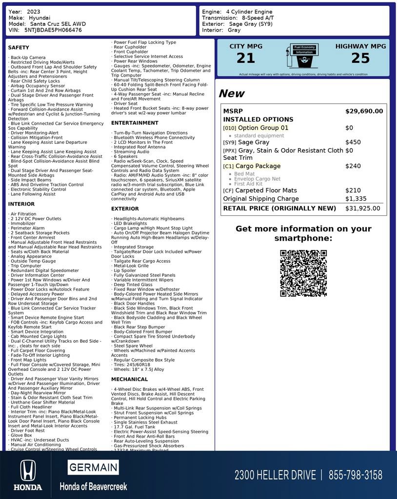 Used 2023 Hyundai Santa Cruz SEL w/ Cargo Package AWD/4WD image 31