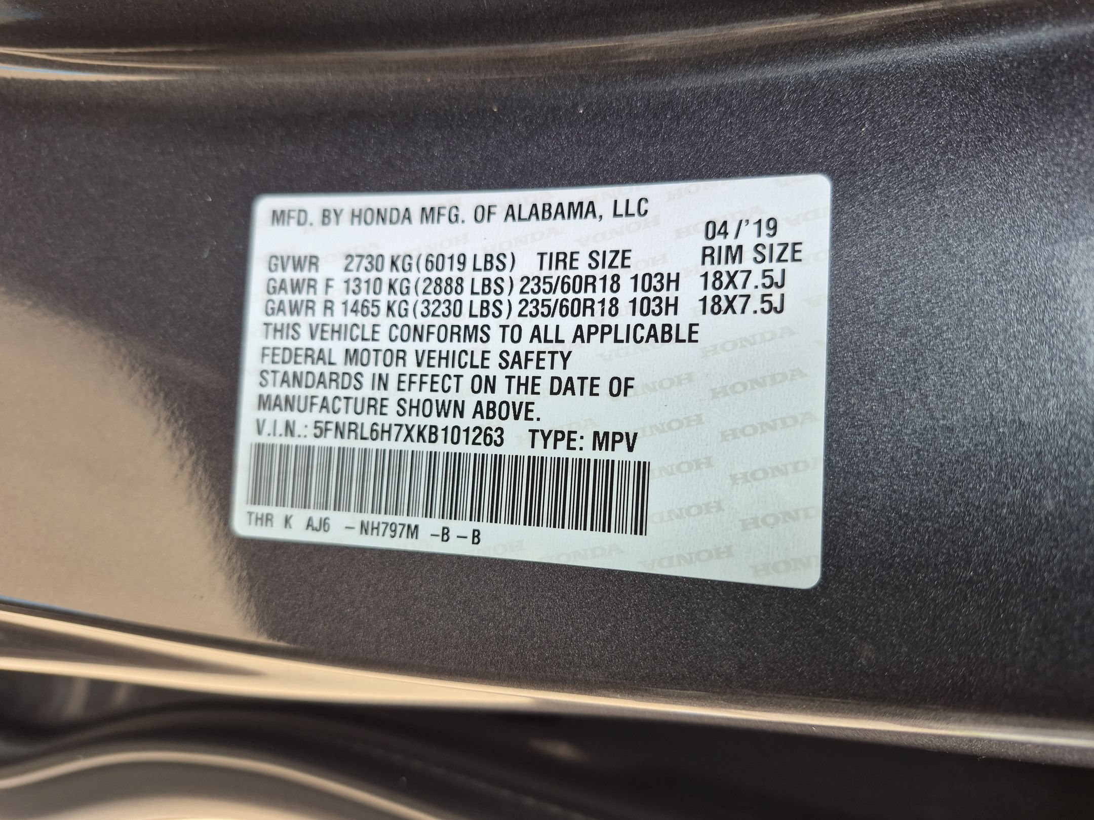 Certified 2019 Honda Odyssey EX-L image 39
