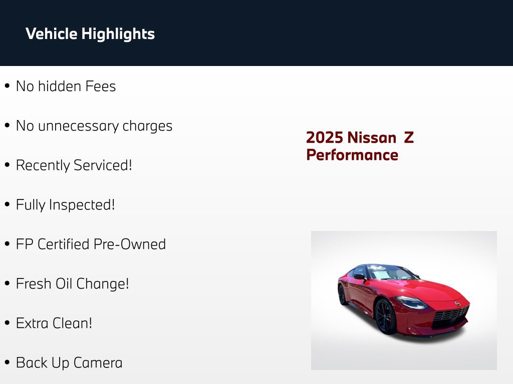 Used 2025 Nissan Z Performance w/ Floor Mat Package RWD image 75