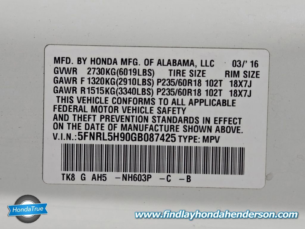 Used 2016 Honda Odyssey Touring Elite image 14