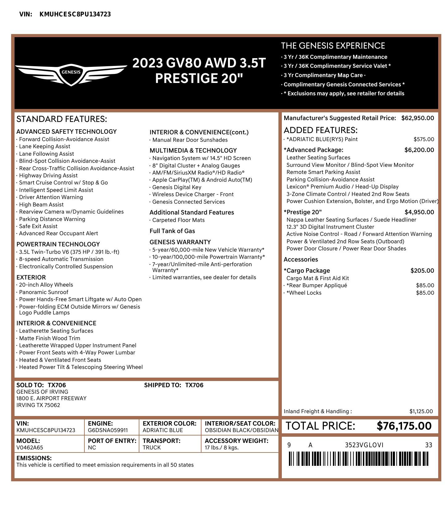 Used 2023 Genesis GV80 3.5T w/ Cargo Package image 3