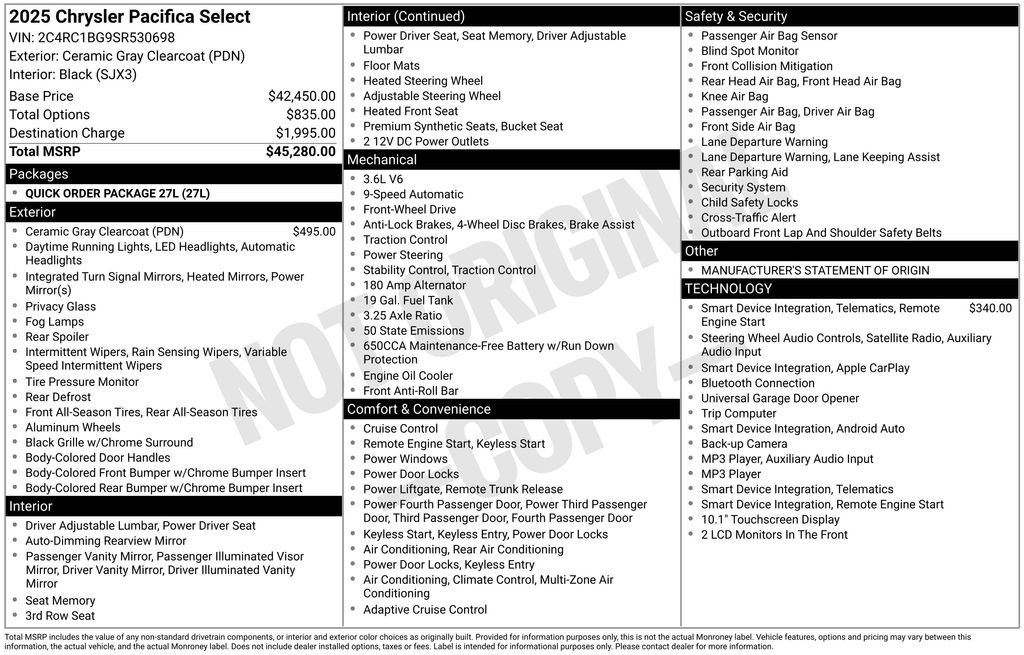 Used 2025 Chrysler Pacifica Select FWD image 33
