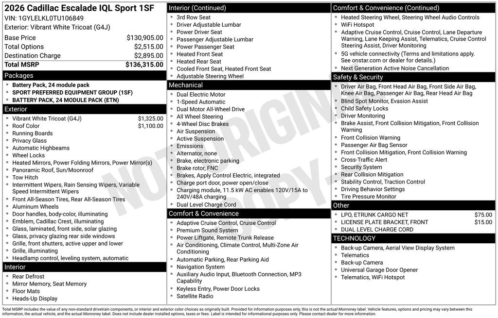 New 2026 Cadillac Escalade IQL Sport 1 AWD/4WD image 44