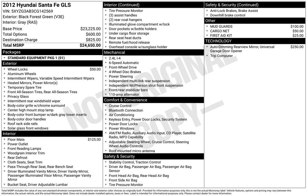 Used 2012 Hyundai Santa Fe GLS