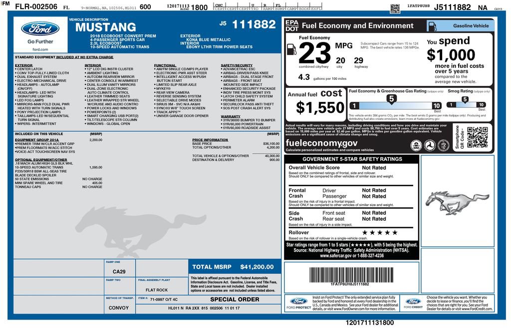Used 2018 Ford Mustang Premium w/ Equipment Group 201A RWD image 23
