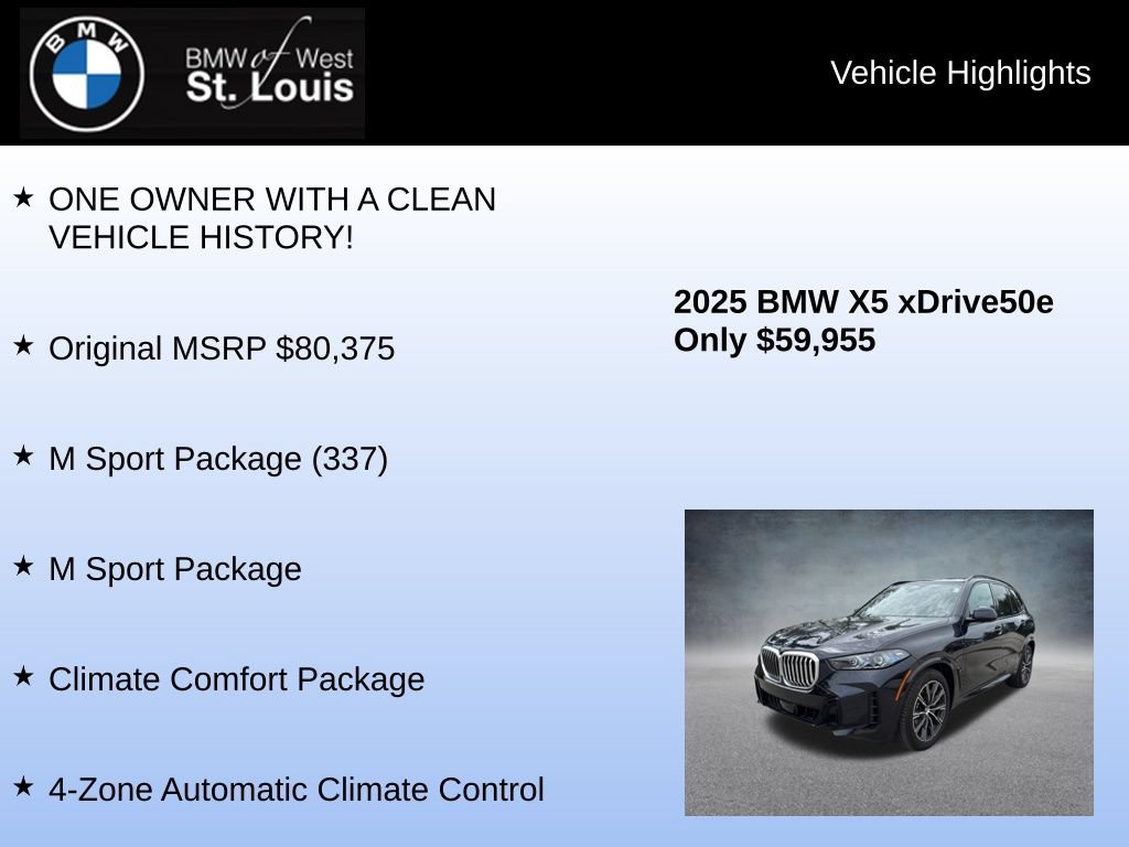 Used 2025 BMW X5 xDrive50e w/ M Sport Package AWD/4WD image 9
