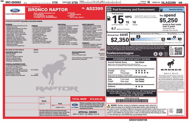 Used 2022 Ford Bronco Raptor AWD/4WD image 35