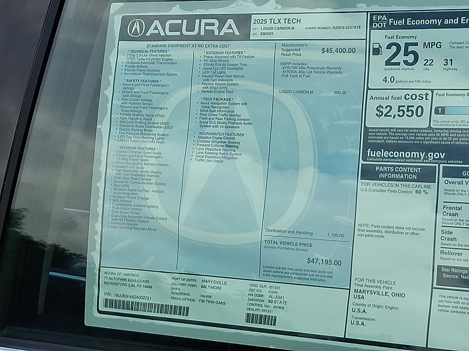 New 2025 Acura TLX w/ Technology Package FWD image 14