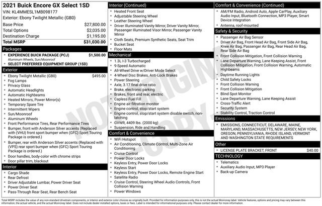 Used 2021 Buick Encore GX Select w/ Experience Buick Package image 5