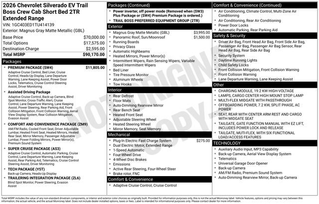 New 2026 Chevrolet Silverado EV Trail Boss w/ Premium Package image 5